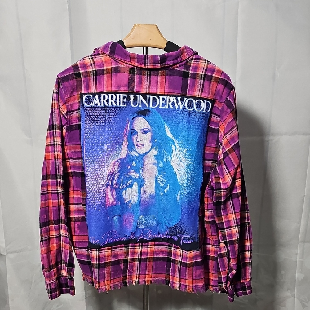 OOAK CARRIE UNDERWOOD FRINGED FLANNEL SM-LG